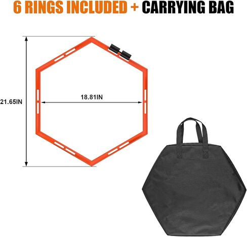6PCS Hex Agility Rings, Speed Rings, Premium Hexagon Rings with Carry Bag, Portable Agility Hurdles Ladder for Agility Footwork Training in Kuwait