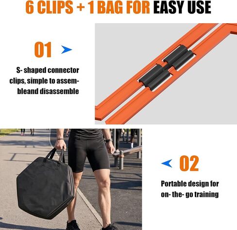 6PCS Hex Agility Rings, Speed Rings, Premium Hexagon Rings with Carry Bag, Portable Agility Hurdles Ladder for Agility Footwork Training in Kuwait