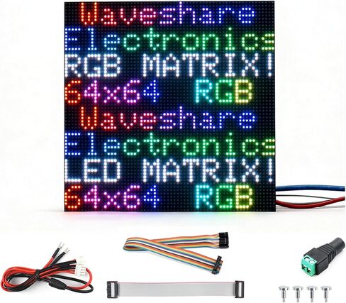 4096 64×64 RGB Full-Color LED Matrix Panel, 2mm Pitch Display Screen Compatible with Raspberry Pi 5/4B/Zero 2W/Zero/Pico 2W /Pico 2W, ESP32, Support Adjustable Brightness, Chainable in Kuwait