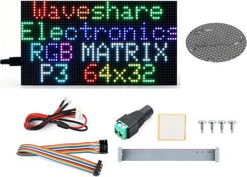 2048 RGB Full-Color LED Matrix Panel, 3mm Pitch, 64 × 32 Pixels Display Screen Compatible with Raspberry Pi 5/4B/Zero 2W/Zero/ Pico 2W /Pico 2W, ESP32, Support Adjustable Brightness,GOB-Waterproof in Kuwait