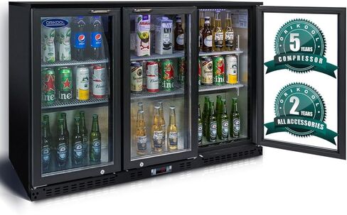 Gecheer 53-inch 3-Door Glass Beverage Cooler for Beer, Wine & Drinks – 11.3 Cu Ft Commercial Back Bar Fridge with LED Lighting, Digital Temp Control, Holds 480 Cans in Kuwait