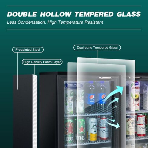 Gecheer 53-inch 3-Door Glass Beverage Cooler for Beer, Wine & Drinks – 11.3 Cu Ft Commercial Back Bar Fridge with LED Lighting, Digital Temp Control, Holds 480 Cans in Kuwait