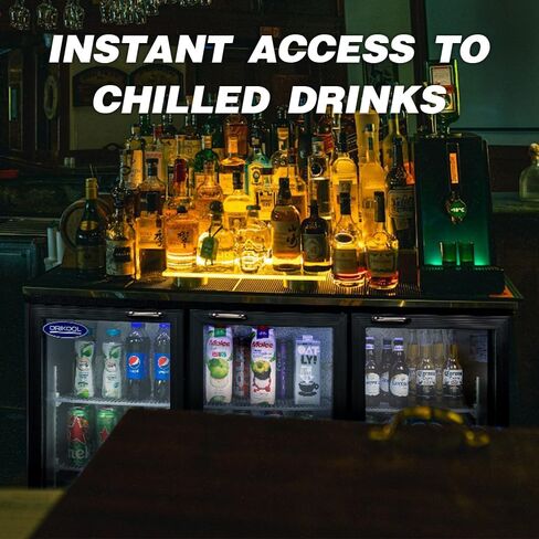 Gecheer 53-inch 3-Door Glass Beverage Cooler for Beer, Wine & Drinks – 11.3 Cu Ft Commercial Back Bar Fridge with LED Lighting, Digital Temp Control, Holds 480 Cans in Kuwait