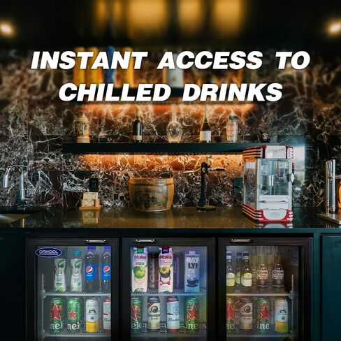 Gecheer 53-inch 3-Door Glass Beverage Cooler for Beer, Wine & Drinks – 11.3 Cu Ft Commercial Back Bar Fridge with LED Lighting, Digital Temp Control, Holds 480 Cans in Kuwait