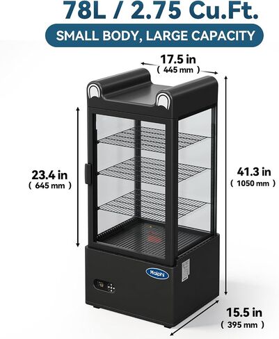 ثلاجة معجنات Malphi Black Tabletop، 78L / 2.75 Cu.Ft خزانة عرض الكعك التجارية، مصباح LED مدمج، زجاج مضاد للضباب، تحكم رقمي في درجة الحرارة، رف من 3 طبقات، مثالي للمخابز والمقاهي والمطاعم. in Kuwait