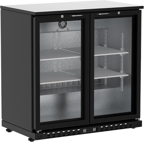 7.4 Cu.Ft Back Bar Cooler 35.4" W Beverage Refrigerator, 2 Low-E Glass Sliding Doors, Counter Height Bar Fridge, Commercial Display Refrigerator Anti-Fog, LED Light for Beer, Wine, Soft Drinks in Kuwait