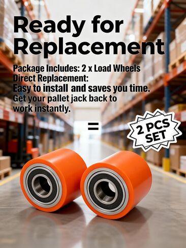Flecto 2 Pcs Load Wheel Kit for Toyota 8HBW23 Electric Pallet Jack, Polyurethane Pallet Jack Wheels with Pre-Installed Bearings and Axles, Heavy Duty Replacement Lift Truck Wheels in Kuwait
