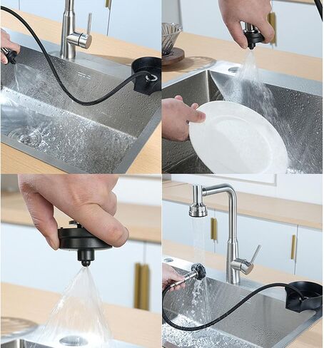 Automatic Glass Rinser, Kitchen Sink Cup Washer, Stainless Steel Professional Bottle Cleaner, Ideal for Home Kitchens, Bars, and Cafes, Rustproof and Wear, Easy to Attach (Black) in Kuwait
