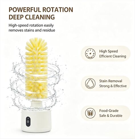Electric Cup Cleaning Brush, Rechargeable Hands-Free Bottle Washer, 360° Rotating Glass Cleaner for Bottles, Mugs, Wine Glasses in Saudi Arabia