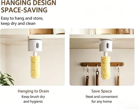 Electric Cup Cleaning Brush, Rechargeable Hands-Free Bottle Washer, 360° Rotating Glass Cleaner for Bottles, Mugs, Wine Glasses in Saudi Arabia