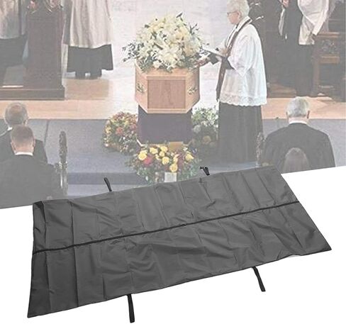 Emergency Cadaver Body Bag, Heavy Duty Oxford Cloth Storage Bag with Reinforced Handles for Funeral Hospital Transportation Black 210D in Kuwait