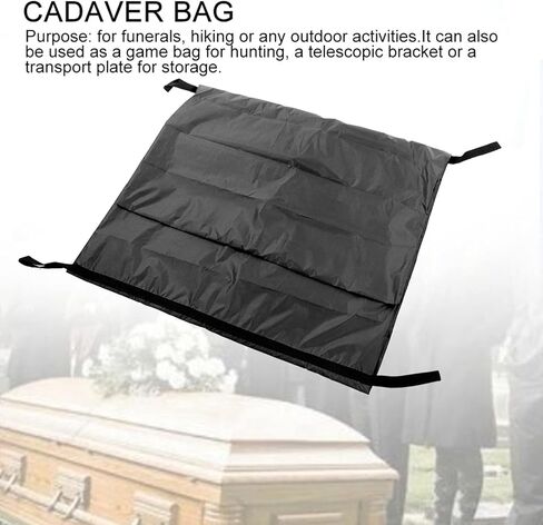 Emergency Cadaver Body Bag, Heavy Duty Oxford Cloth Storage Bag with Reinforced Handles for Funeral Hospital Transportation Black 210D in Kuwait