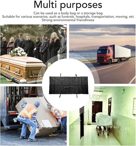 Emergency Cadaver Body Bag, Heavy Duty Oxford Cloth Storage Bag with Reinforced Handles for Funeral Hospital Transportation Black 210D in Kuwait