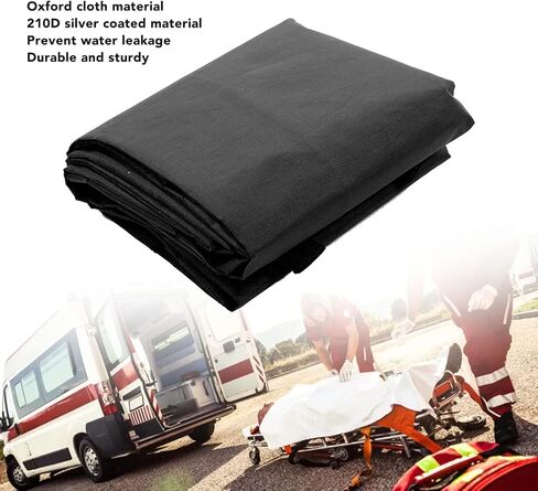 Emergency Cadaver Body Bag, Heavy Duty Oxford Cloth Storage Bag with Reinforced Handles for Funeral Hospital Transportation Black 210D in Kuwait