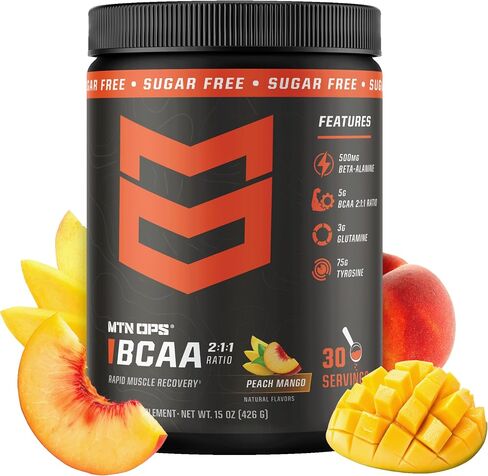 MTN OPS BCAA 2: 1: 1 تكملة الأحماض الأمينية للاستعادة وإصلاح العضلات السريعة مع صفر السكر والغلوتين ، 30 حصص (العنب) in Kuwait