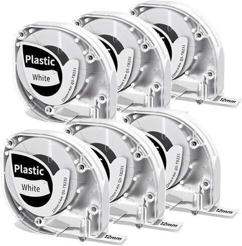 P12 Label Tape Replacement for Dymo Letratag Refills and Phomemo P12 Labels, 1/2" x 13' Plastic Label Maker Tape (White/Clear/Red/Yellow/Blue) for Dymo LetraTag LT-100T LT-100H Plus 200B XR in Kuwait