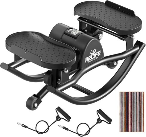 RELIFE REBUILD YOUR LIFE Rock Stepper Side to Side Rocking Fitness Stepper, Low-Impact Balance Board with Resistance Bands,Non-Slip Base for Full Body Workout, Fitness Machine Equipment at Home in Kuwait