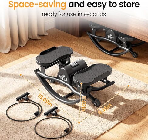 RELIFE REBUILD YOUR LIFE Rock Stepper Side to Side Rocking Fitness Stepper, Low-Impact Balance Board with Resistance Bands,Non-Slip Base for Full Body Workout, Fitness Machine Equipment at Home in Kuwait
