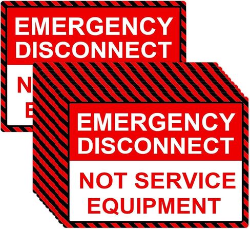 NEC compliant Emergency Disconnect NOT Service Equipment Labels Decal, 5×3.5 inch Waterproof Notice Danger Stickers for Ultra Durable Electrical (10 Pcs) in Kuwait