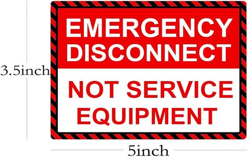 NEC compliant Emergency Disconnect NOT Service Equipment Labels Decal, 5×3.5 inch Waterproof Notice Danger Stickers for Ultra Durable Electrical (10 Pcs) in Kuwait