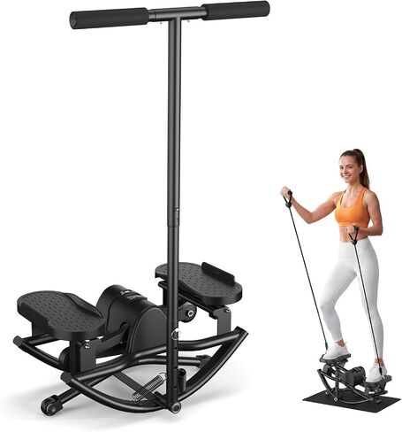 Rocking Steppers for Exercise at Home, Rocker Stepper Side to Side with Resistance Bands & Handlebar for Full Body Workout, Low-Impact Lateral Stepper Exercise Machine with Digital Monitor in Kuwait