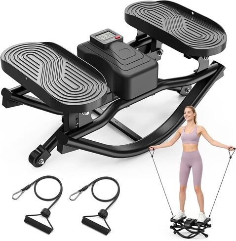 Yagud Rock Stepper for Exercise at Home, Portable Rock Stepper Side to Side with Resitance Bands,Full Body Workout Stepper Exercise Machine Low-Impact Knee-Friendly for Office in Kuwait
