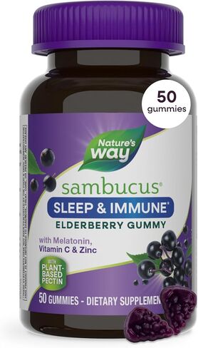 Nature's Way Sambucus Sleep + Immune Support Gummies with Melatonin and L-Theanine*, 50 Gummies in Kuwait