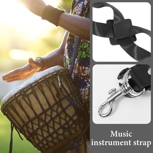 Ciieeo Adjustable Black Leather Drum Shoulder Sling Strap with Buckle for Waist Drum and Snare Shoulder Pressure Comfortable Musical Instrument Accessory in Kuwait