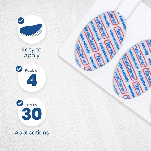 TensCare 1" x 2" Oval TENS Unit Replacement Pads, 1 Pack of 4 Electrodes – Reusable Latex-Free 2mm Pin Electrode Pads for TENS & EMS – Ideal for Face, Facial Toning, Firming & Wrinkle Reduction in Kuwait