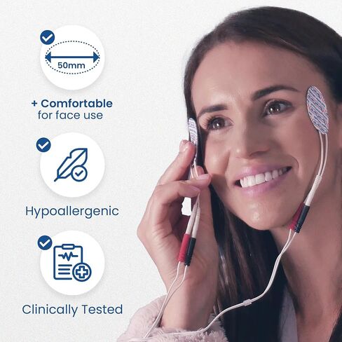 TensCare 1" x 2" Oval TENS Unit Replacement Pads, 1 Pack of 4 Electrodes – Reusable Latex-Free 2mm Pin Electrode Pads for TENS & EMS – Ideal for Face, Facial Toning, Firming & Wrinkle Reduction in Kuwait