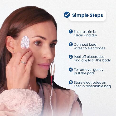 TensCare 1" x 2" Oval TENS Unit Replacement Pads, 1 Pack of 4 Electrodes – Reusable Latex-Free 2mm Pin Electrode Pads for TENS & EMS – Ideal for Face, Facial Toning, Firming & Wrinkle Reduction in Kuwait