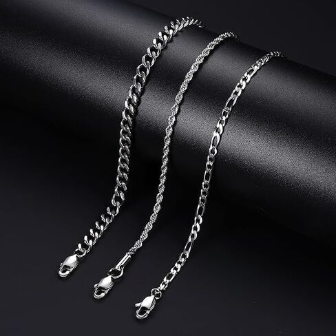 3 PCS أساور فضية للرجال 925 الجنيه الاسترليني الفضة/14 كيلو الذهب الحفل الكوبي سوار سوار الحبل فيجارو مجموعة هدايا مجوهرات رجالي لأبي زوج زوجها in Kuwait