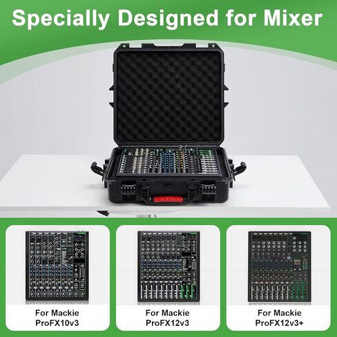 حافظة جهاز مزج الصوت بقشرة صلبة لجهاز Mackie ProFX12v3+/ ProFX10v3+ مع إسفنج EVA | حقيبة حمل تخزين واقية للسفر | يناسب حجم الخلاط حتى 13 بوصة × 4 بوصة × 14.8 بوصة (الجراب فقط) in Kuwait