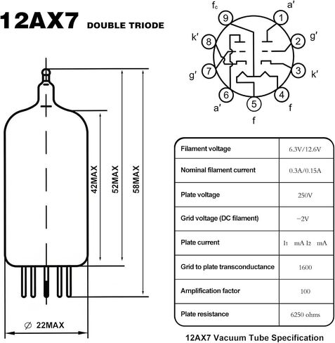 أنبوب تفريغ 12AX7/ECC83 من سلسلة Aurora، زوج متطابق (عبوتان) in Kuwait
