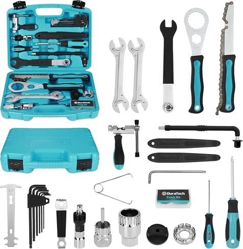 DURATECH 40 Pieces Bike Repair Kit, Complete Bicycle Tool Kit with Storage Case, Bike Tools for Mountain & Road Bikes – Chain, Tire, Brake, and Pedal Maintenance Set, Great Gift for Men, Women in Kuwait