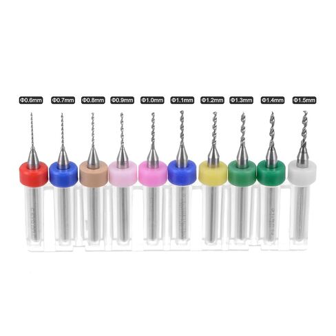 Micro PCB Drill Bit Set, 1/8" Shank 0.6mm-1.5mm Solid Tungsten Carbide CNC Engraving Print Circuit Board Drill Bits Rotary Tool 10 Pcs in Kuwait
