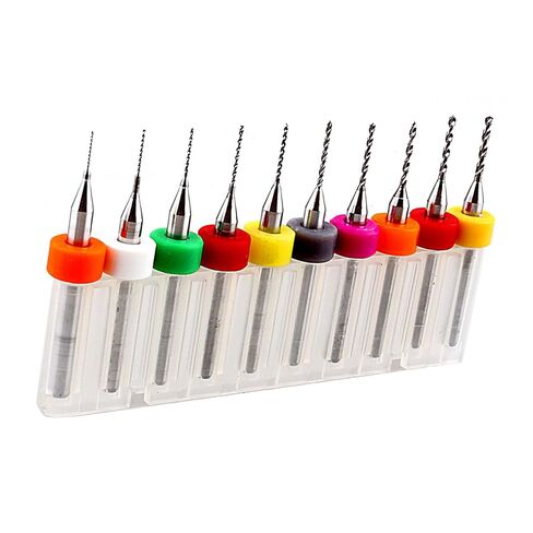 PCB Drill Bits, Large Scraps Discharge Space for Efficient Drilling, Micro Drill Bits, 0.3mm to 1.2mm 10Pcs Carbide Set, for PCB Engraving, Circuit Board Drilling, Electronics Manu in Kuwait
