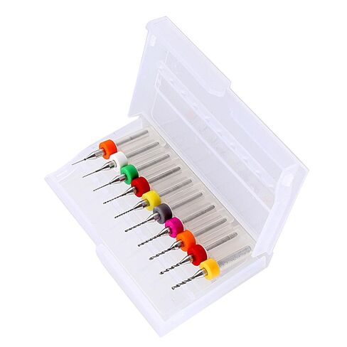 PCB Drill Bits, Large Scraps Discharge Space for Efficient Drilling, Micro Drill Bits, 0.3mm to 1.2mm 10Pcs Carbide Set, for PCB Engraving, Circuit Board Drilling, Electronics Manu in Kuwait