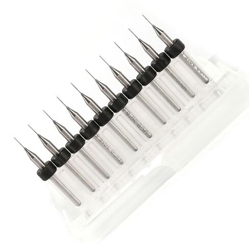 Tungsten Steel PCB Drill Bits Set, 10 Pieces, 3.175mm Shank, 0.1-1.4mm Cutting Diameter, for CNC, SMT, Jewelry, Model Engineering in Kuwait