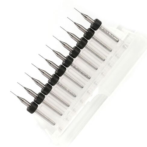 Tungsten Steel PCB Drill Bits Set, 10 Pieces, 3.175mm Shank, 0.1-1.4mm Cutting Diameter, for CNC, SMT, Jewelry, Model Engineering in Kuwait