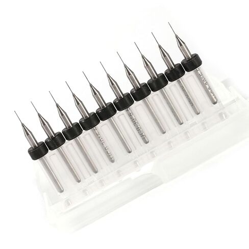 Tungsten Steel PCB Drill Bits Set, 10 Pieces, 3.175mm Shank, 0.1-1.4mm Cutting Diameter, for CNC, SMT, Jewelry, Model Engineering in Kuwait
