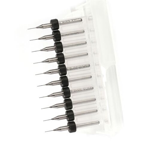 Tungsten Steel PCB Drill Bits Set, 10 Pieces, 3.175mm Shank, 0.1-1.4mm Cutting Diameter, for CNC, SMT, Jewelry, Model Engineering in Kuwait