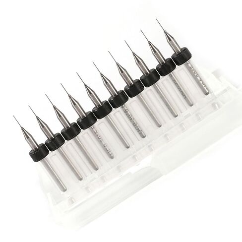 Tungsten Steel PCB Drill Bits Set, 10 Pieces, 3.175mm Shank, 0.1-1.4mm Cutting Diameter, for CNC, SMT, Jewelry, Model Engineering in Kuwait