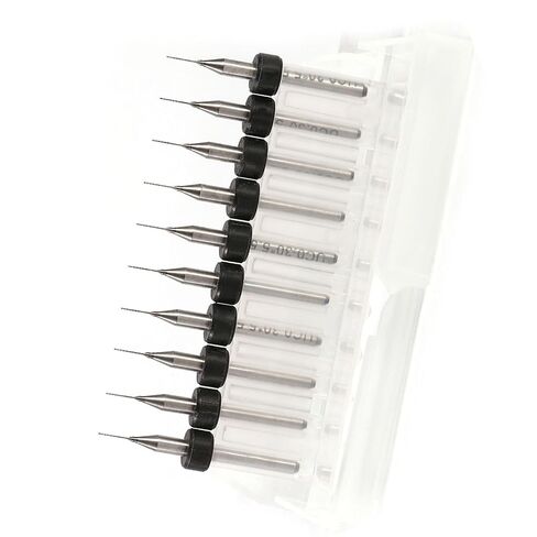 Tungsten Steel PCB Drill Bits Set, 10 Pieces, 3.175mm Shank, 0.1-1.4mm Cutting Diameter, for CNC, SMT, Jewelry, Model Engineering in Kuwait