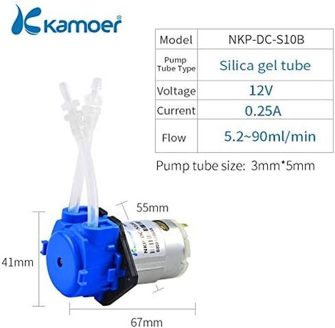 Kamoer NKP Low Flow Peristaltic Pump 12V DC DIY Liquid Small Dosing Pump with 9.84ft 3mm ID x 5mm OD Silicone Rubber Tube in Saudi Arabia