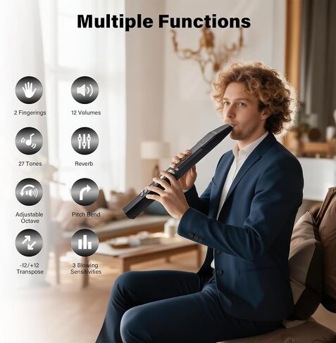 AIJOY AWI-100 Portable Digital Wind Instrument, Mini Electric Saxophone with 27 Musical Tones, 2 Fingering Modes, 5-Octave Range, Bluetooth MIDI & Rechargeable, for Beginners Adults Teens in Kuwait