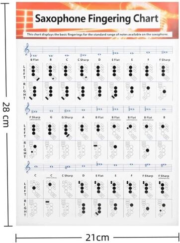 Saxophone Fingering Chart Poster – Alto Sax Basics Exercise Portable Coated Paper Guide for Beginners,Chord Diagrams and Note Range Reference in Kuwait