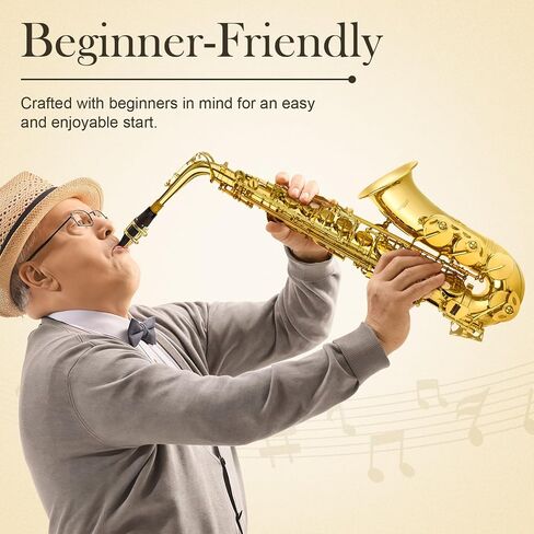 SONICAKE Alto Saxophone E Flat - Beginner Friendly Gold Saxophone Full Kit for Students with Carry Case, Mouthpiece, Reeds & Accessories QSX-01 in Kuwait