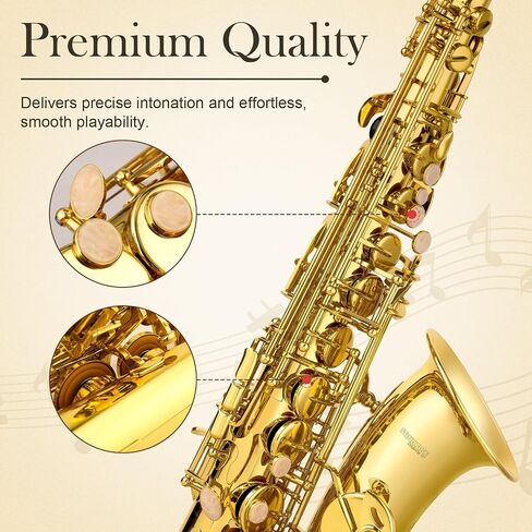SONICAKE Alto Saxophone E Flat - Beginner Friendly Gold Saxophone Full Kit for Students with Carry Case, Mouthpiece, Reeds & Accessories QSX-01 in Kuwait