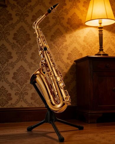 STRICH Eb Alto Saxophone Brass Student Beginner Alto Sax Kit with Hard Case Stand Neck Strap Mouthpiece and Reeds for School Band Home Practice, SSA-31G, Gold in Kuwait